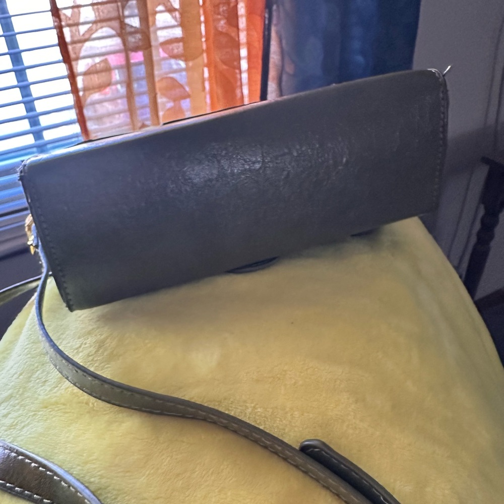 Elegant Army Green Vegan Leather Crossbody - Picture 16 of 16